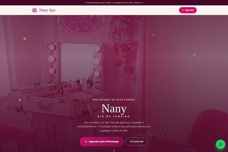 Página inicial do site do Nany Spa, spa infantil